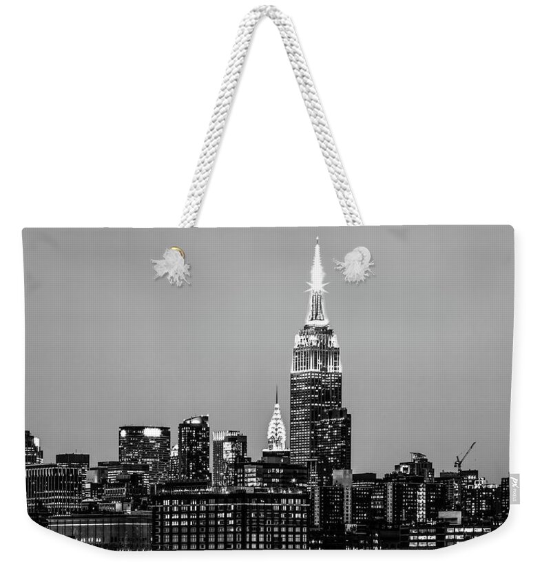 New York City Skyline At Night Weekender Tote Bag featuring the photograph Midtown Moods by Az Jackson