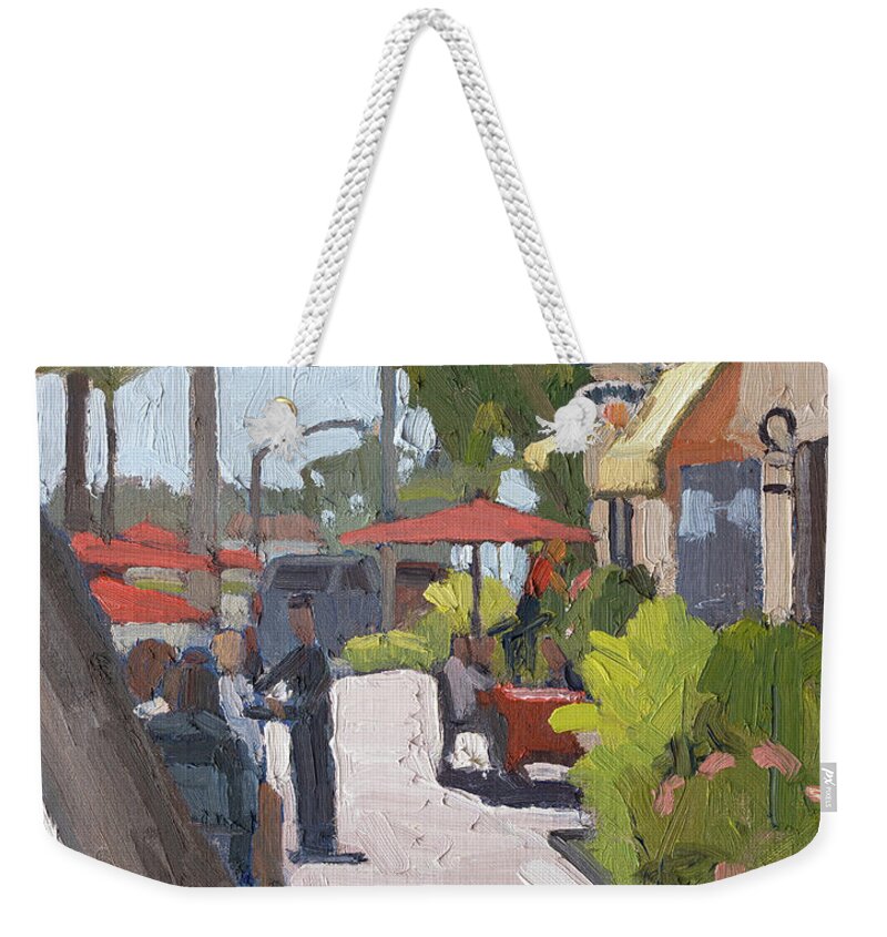 Miguel's Cantina Weekender Tote Bag featuring the painting Miguel's Cantina - Coronado, San Diego, California by Paul Strahm