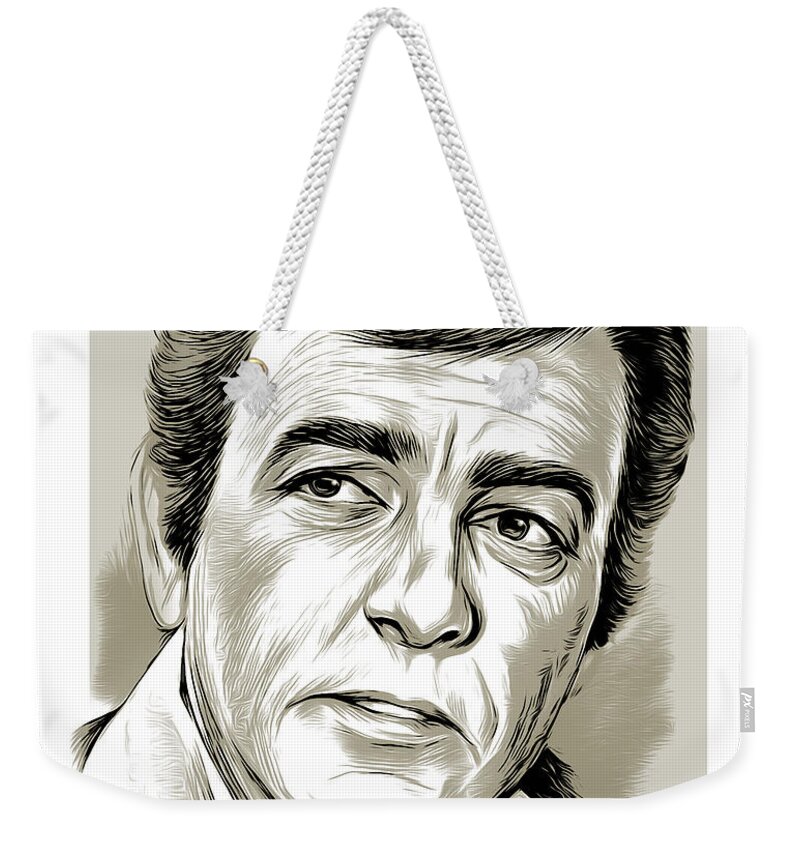 American Weekender Tote Bag featuring the drawing Mike Connors - line art by Greg Joens