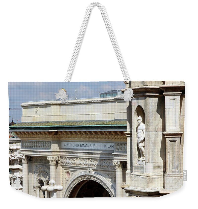Milan Weekender Tote Bag featuring the photograph Milan Duomo Spires and Statues 7735 by Jack Schultz