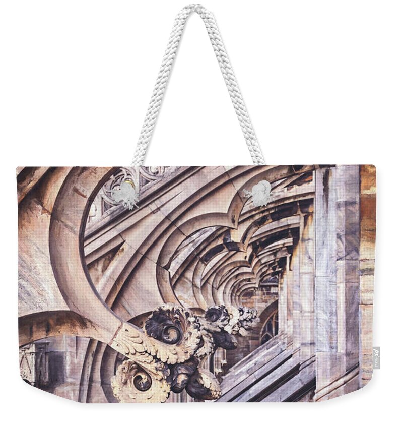 Milan Weekender Tote Bag featuring the photograph Milan Duomo Up Close and Personal by Carol Japp