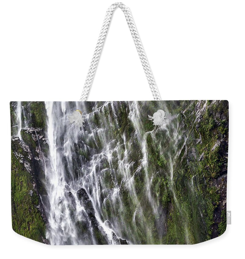 Milford Sound Weekender Tote Bag featuring the photograph Milford Sound, New Zealand #7 by Elaine Teague