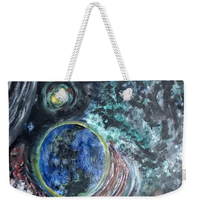Milk Way Weekender Tote Bag featuring the painting Milky Way Galaxy by Suzanne Berthier