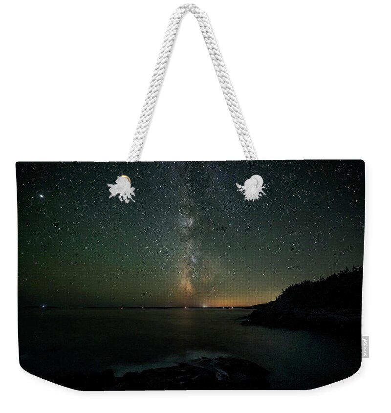 Acadia Weekender Tote Bag featuring the photograph Milky Way over Acadia by GeeLeesa