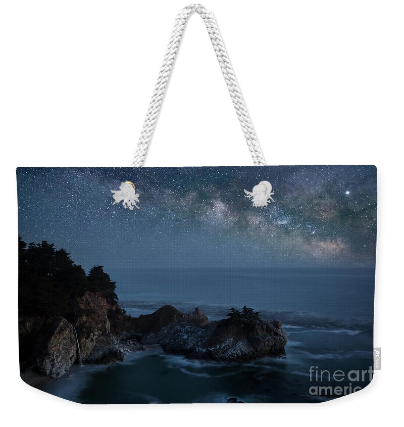 Mcway Falls Weekender Tote Bag featuring the photograph Milky Way over McWay Falls by Keith Kapple