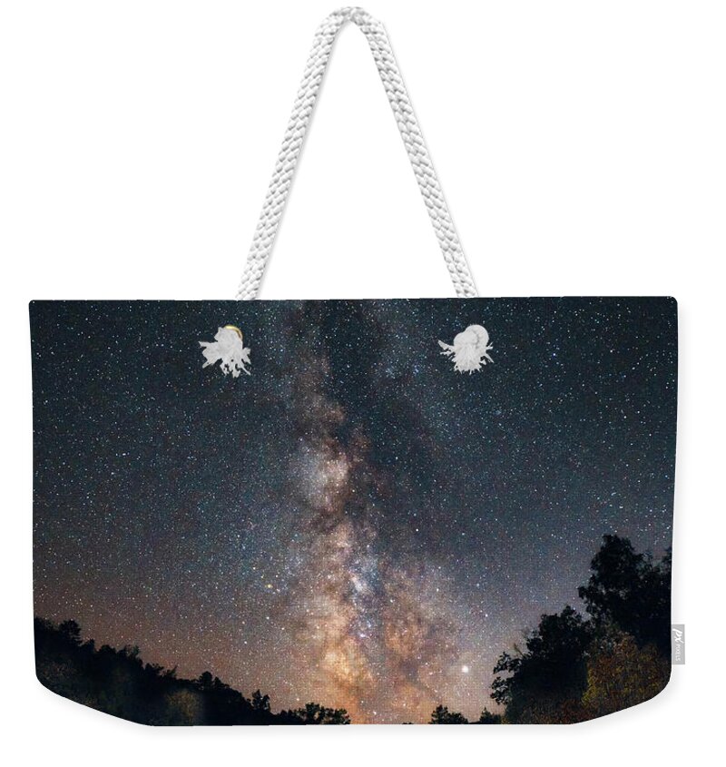 Milky Way Weekender Tote Bag featuring the photograph Milky Way Over Rocky Creek Falls by Harold Rau