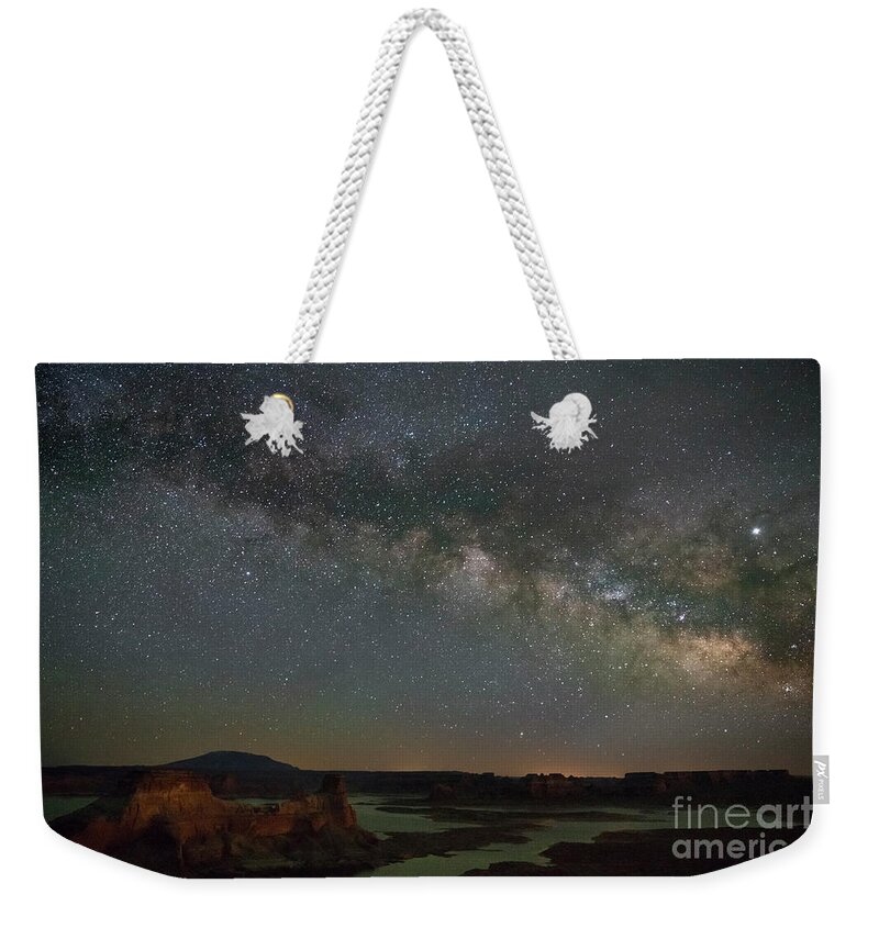 Alstrom Point Weekender Tote Bag featuring the photograph Milkyway over Alstrom Point by Keith Kapple