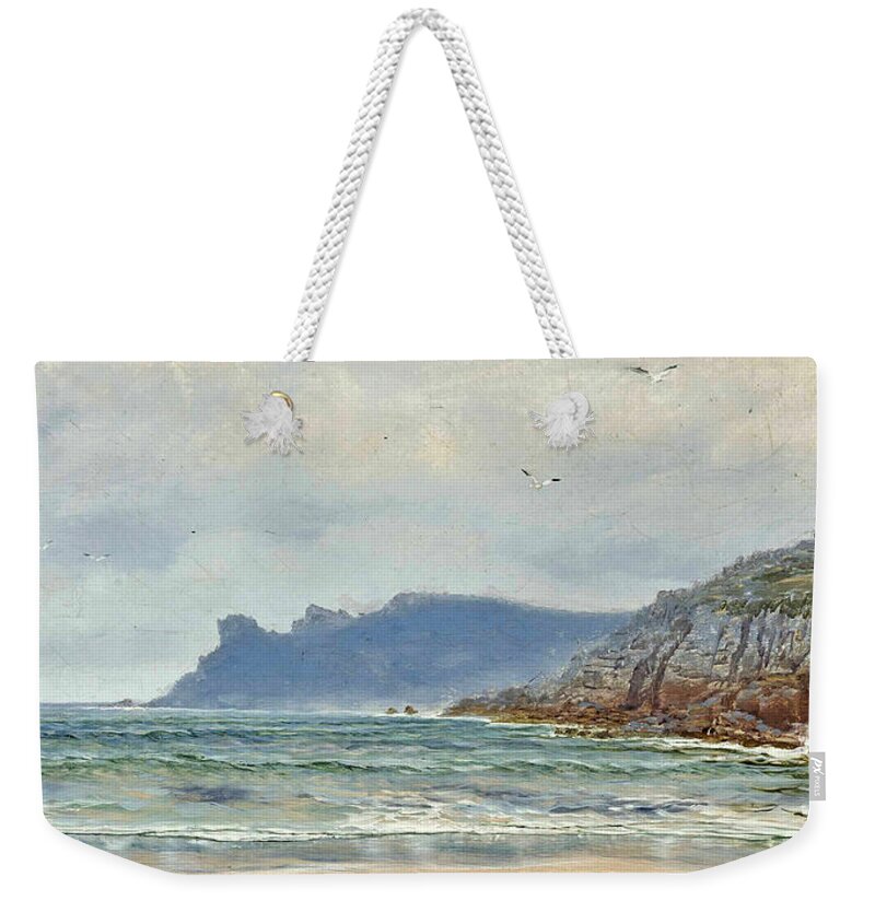 John Brett Weekender Tote Bag featuring the painting Mill bay, Cornwall by John Brett