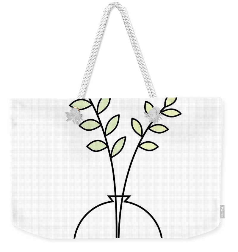Minimalistic Design Weekender Tote Bag featuring the digital art Minimal Plant in Vase 1 by Donna Mibus