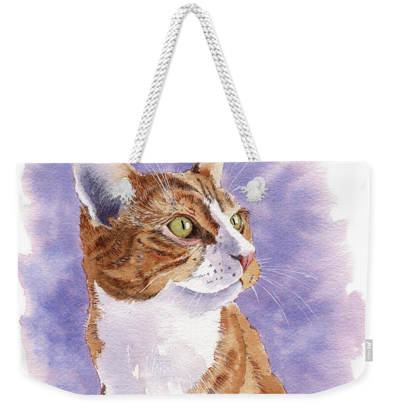 Cat Weekender Tote Bag featuring the painting Mischief Maker by Louise Howarth