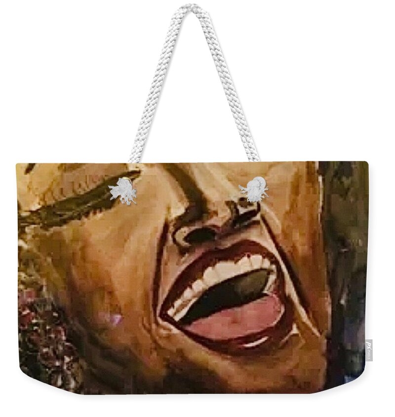  Weekender Tote Bag featuring the painting Missing You by Angie ONeal