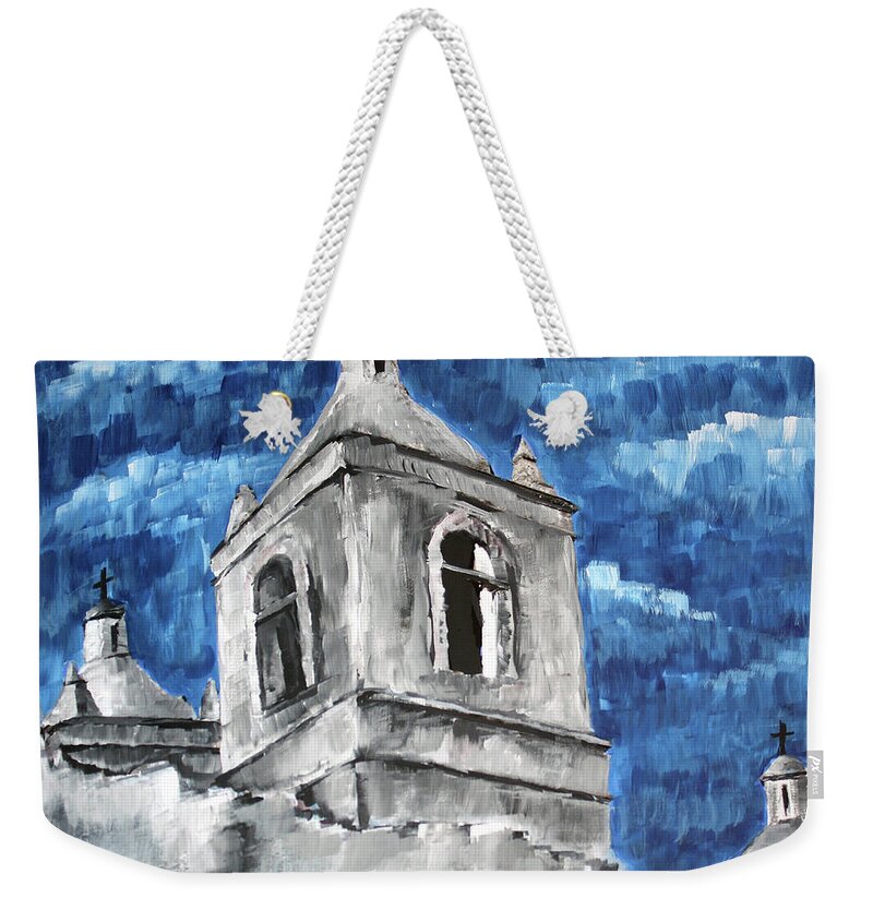 Mission Weekender Tote Bag featuring the painting Mission San Jose by Frank Botello