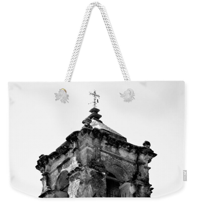 Historical Photograph Weekender Tote Bag featuring the photograph Mission San Jose Tower by Expressions By Stephanie