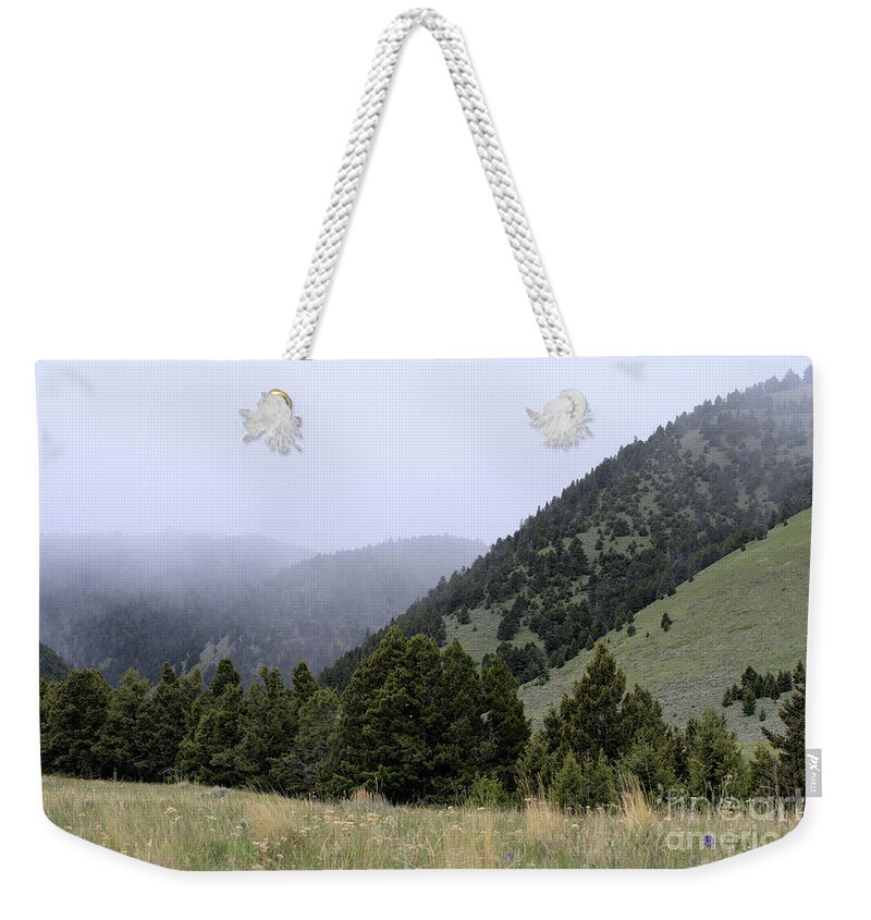 Scenic Weekender Tote Bag featuring the photograph Mist in the Mountains by Kae Cheatham