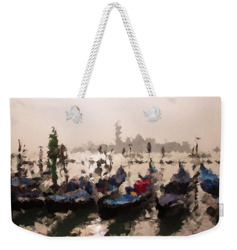 Venice Weekender Tote Bag featuring the painting Misty Morning in Venice by Alex Mir
