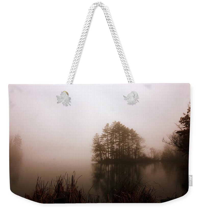 Lake Weekender Tote Bag featuring the photograph Misty Morning by Mary Walchuck