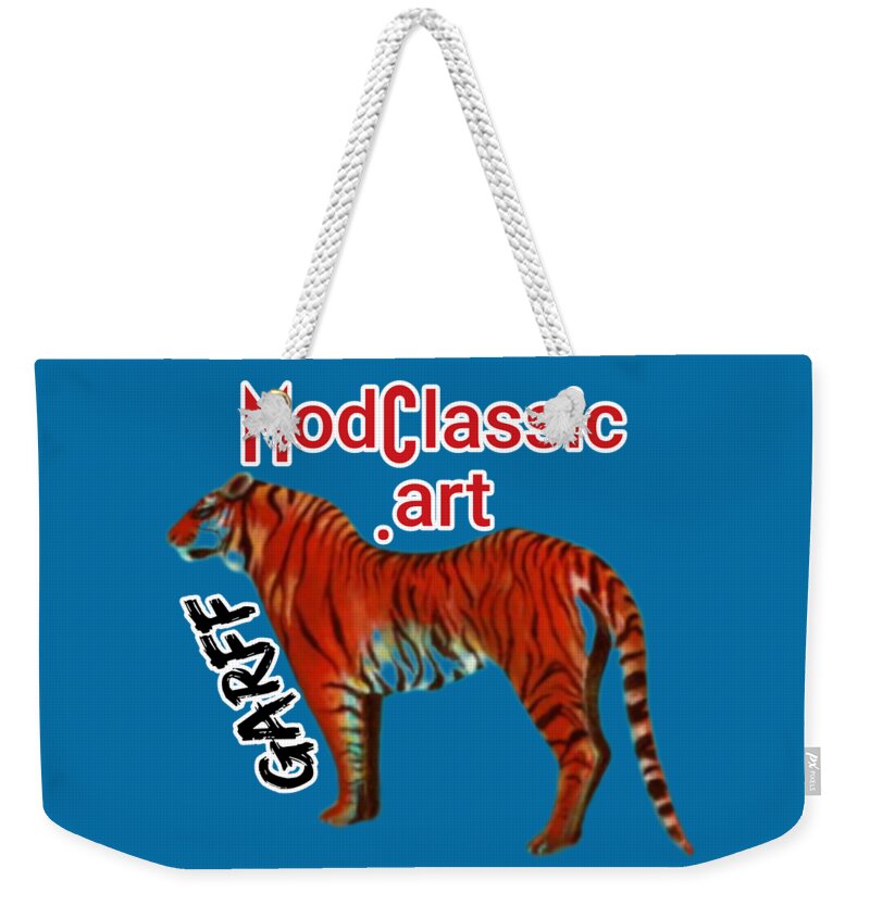 Tigers Weekender Tote Bag featuring the painting ModClassic Art Tiger by Enrico Garff