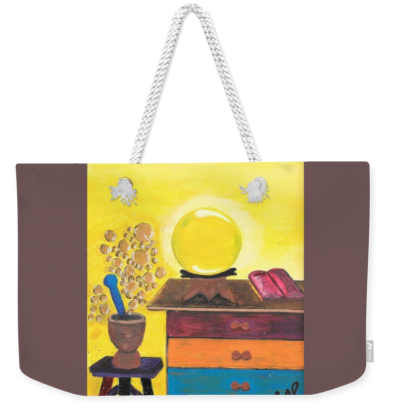 White Magic Weekender Tote Bag featuring the painting Modern Mysticism by Esoteric Gardens KN