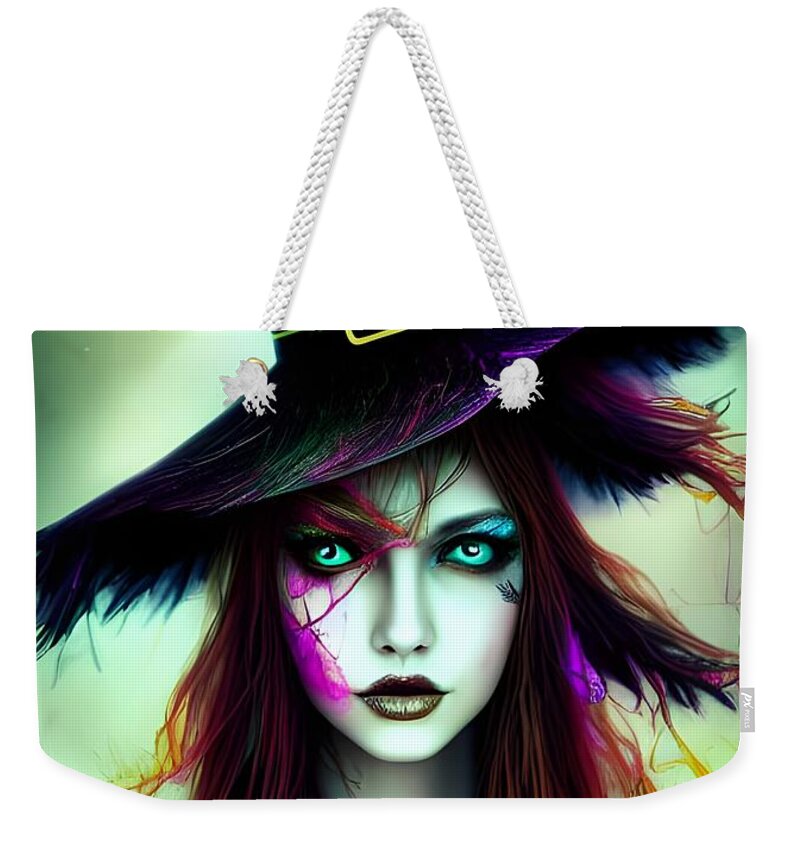 Digital Weekender Tote Bag featuring the digital art Moira In Her New Hat by Beverly Read