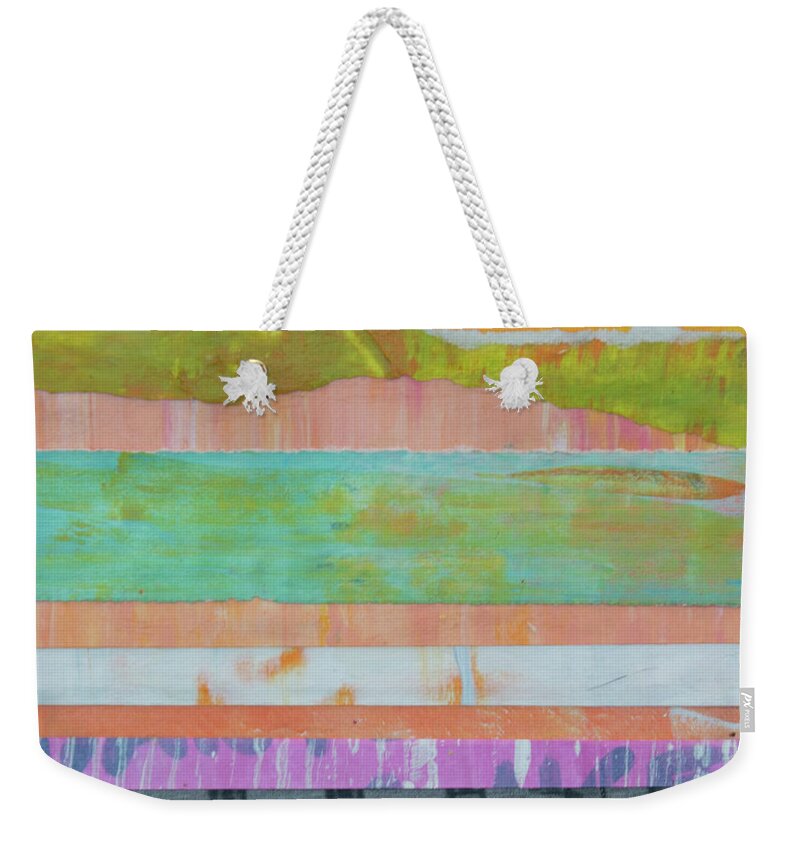 Mixed Media Weekender Tote Bag featuring the mixed media Moments in Time 5 by Julia Malakoff