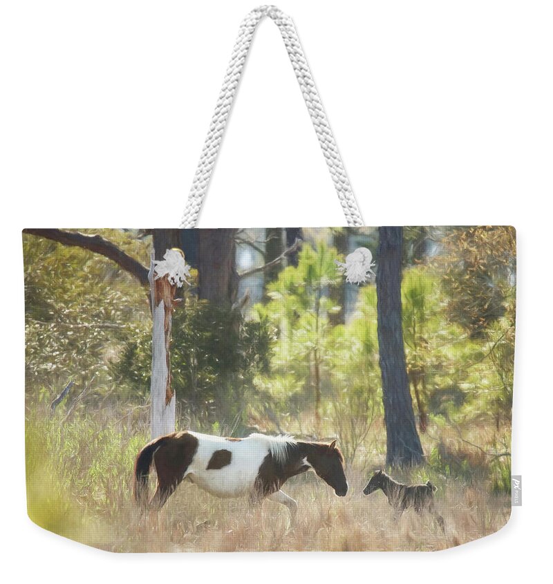 Mom Weekender Tote Bag featuring the photograph Mommy Moment Painterly Version by Carrie Ann Grippo-Pike