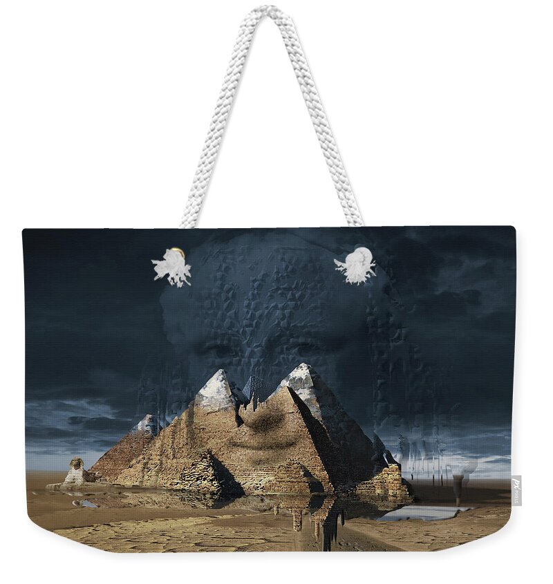 Modern Romantic Surrealist Artist Weekender Tote Bag featuring the digital art Mona Lisa idee fixe or the Da Vinci Code mania by George Grie