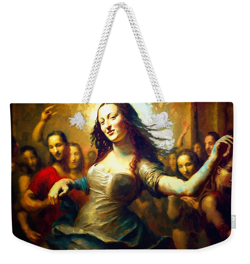 Figurative Weekender Tote Bag featuring the digital art Mona Lisa Party Girl by Craig Boehman