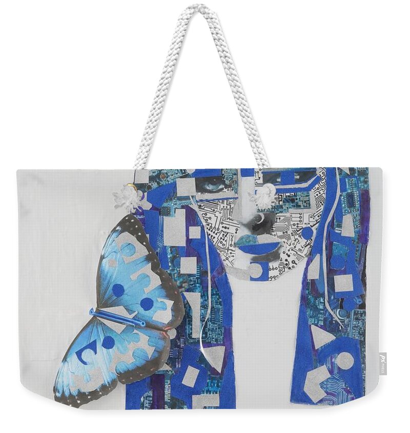 Portrait Weekender Tote Bag featuring the mixed media Mona Lisa Variations #22 by Diane Holland SF Int'l Art