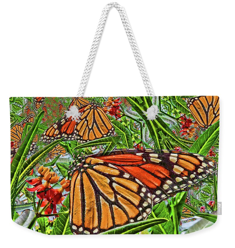 Monarch Butterfly Weekender Tote Bag featuring the photograph Monarch Kaleidoscope by HH Photography of Florida