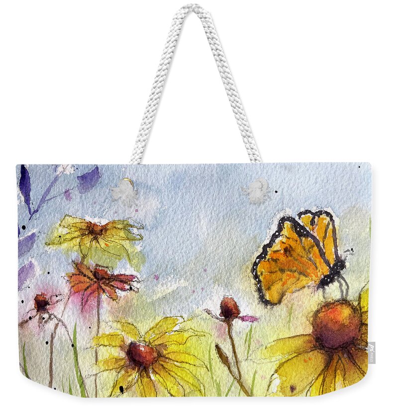 Monarch Weekender Tote Bag featuring the painting Monarch by Roxy Rich