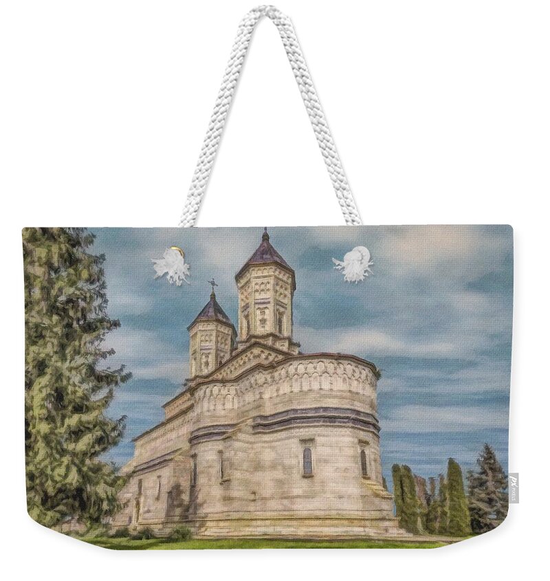 Church Weekender Tote Bag featuring the painting Monastery of the Three Hierarchs by Jeffrey Kolker