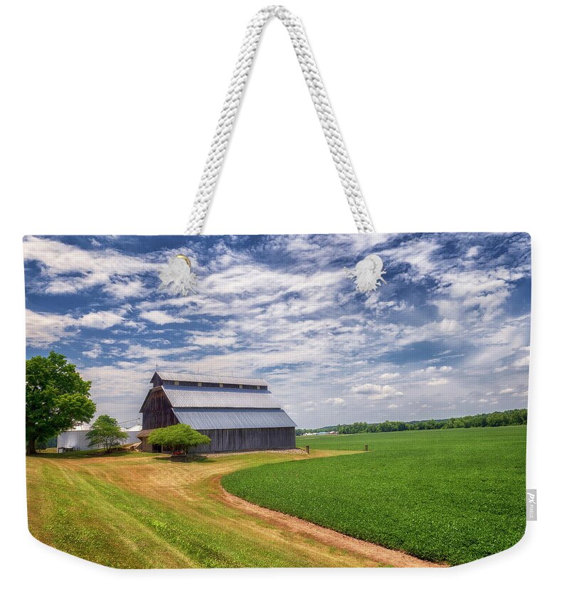 Barn Weekender Tote Bag featuring the photograph Monitor Barn - Parke County, IN by Susan Rissi Tregoning
