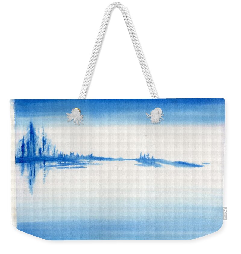 Blue Weekender Tote Bag featuring the painting Monochroma by Tammy Nara