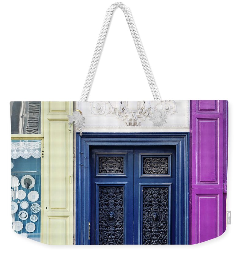 Paris Photography Weekender Tote Bag featuring the photograph Montmartre Colors - Paris Doors by Melanie Alexandra Price