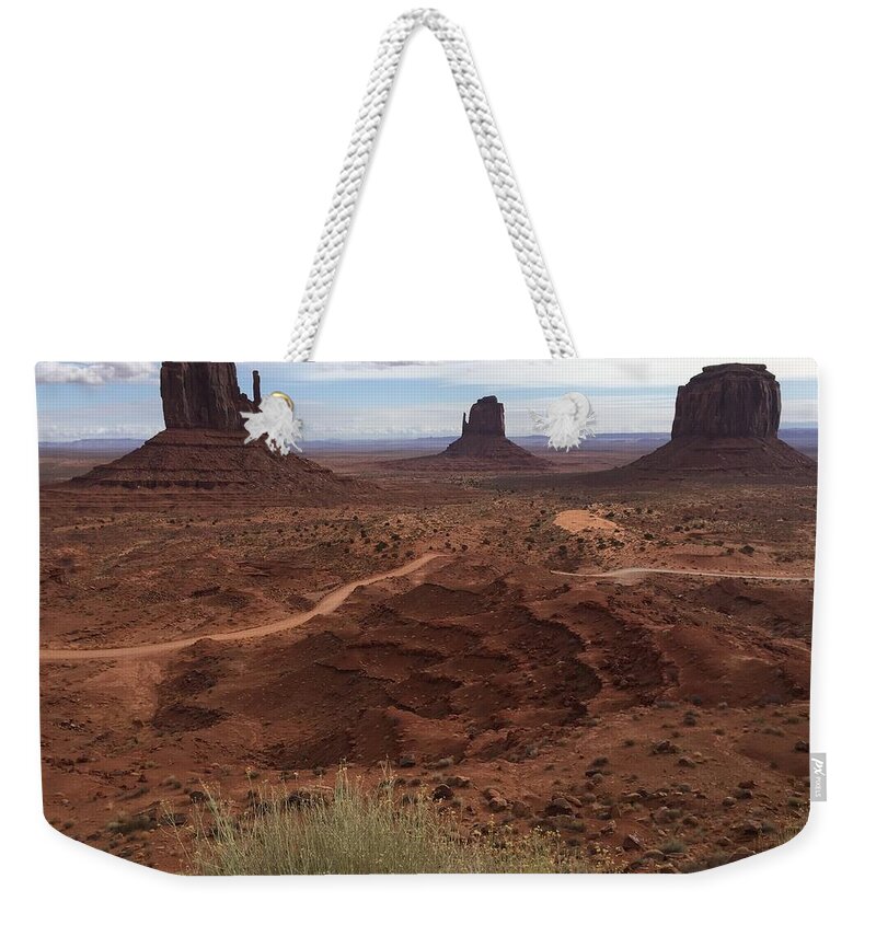 Monument Valley Weekender Tote Bag featuring the photograph Monument Valley view by Bettina X