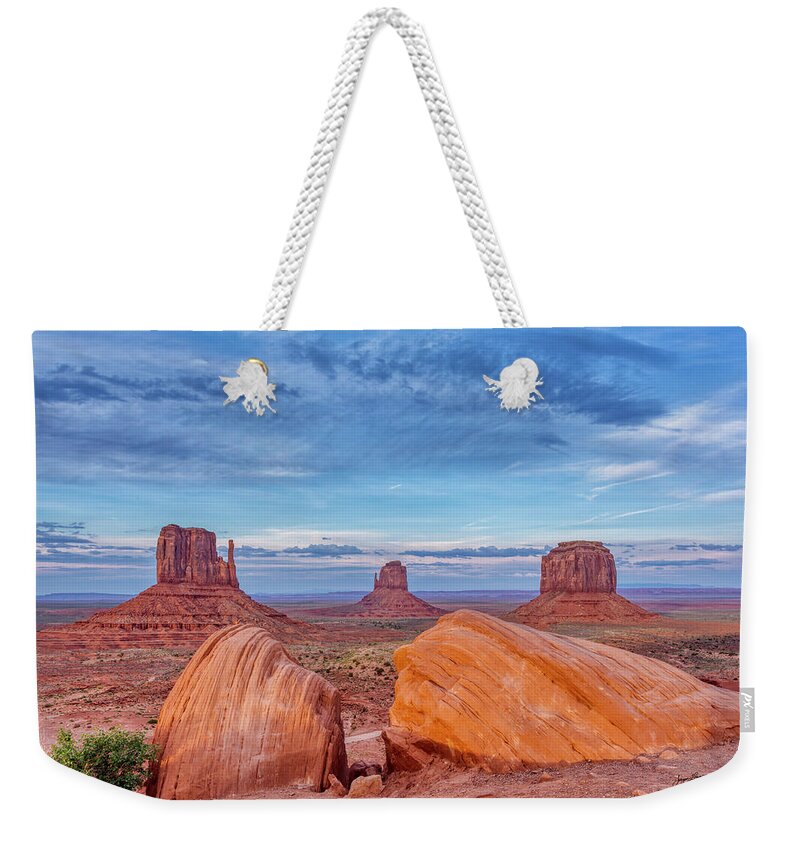 Monument Valley Weekender Tote Bag featuring the photograph Monumental Twilight by Jurgen Lorenzen