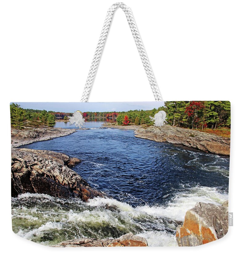 Moon River Weekender Tote Bag featuring the photograph Moon River Waterfalls VI by Debbie Oppermann