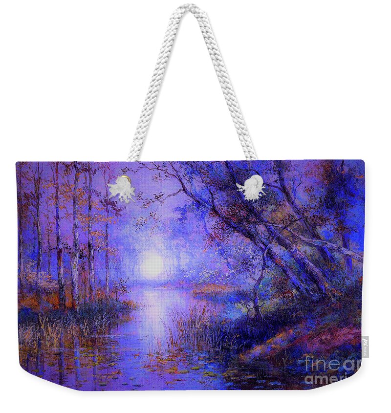 Landscape Weekender Tote Bag featuring the painting Moonlight from Heaven by Jane Small