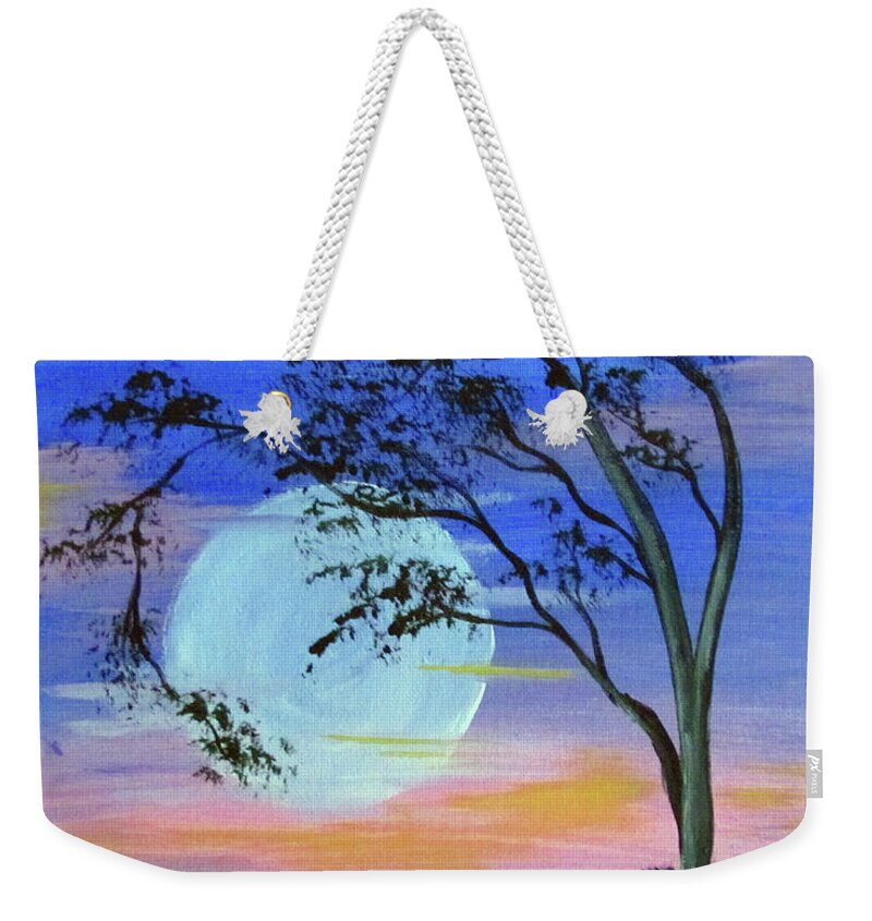 Moon Weekender Tote Bag featuring the painting Moonlight Glow by Gloria E Barreto-Rodriguez