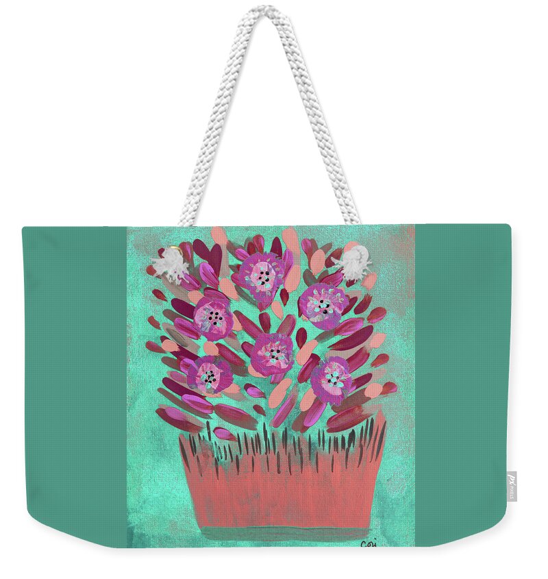 Flowers Weekender Tote Bag featuring the painting More Flowers for Nana by Corinne Carroll