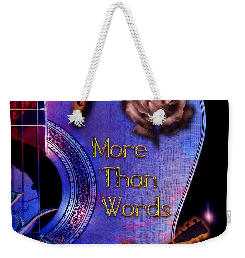 Guitar Weekender Tote Bag featuring the digital art More Than Words by Michael Damiani