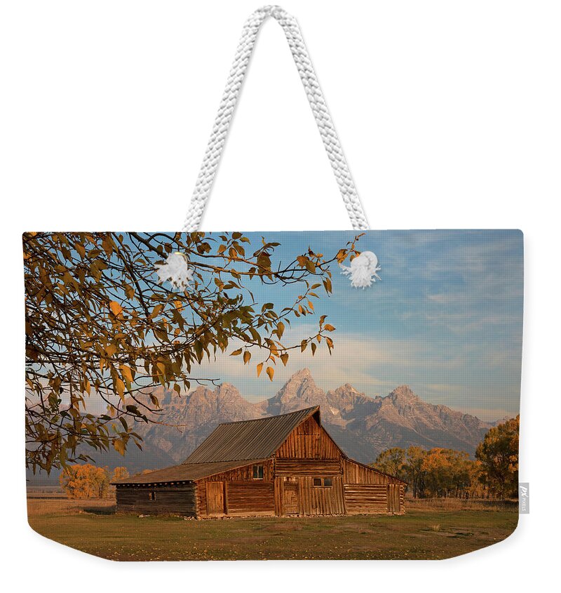 Mormon Row Autumn Morning Weekender Tote Bag featuring the photograph Mormon Row Autumn Morning by Dan Sproul