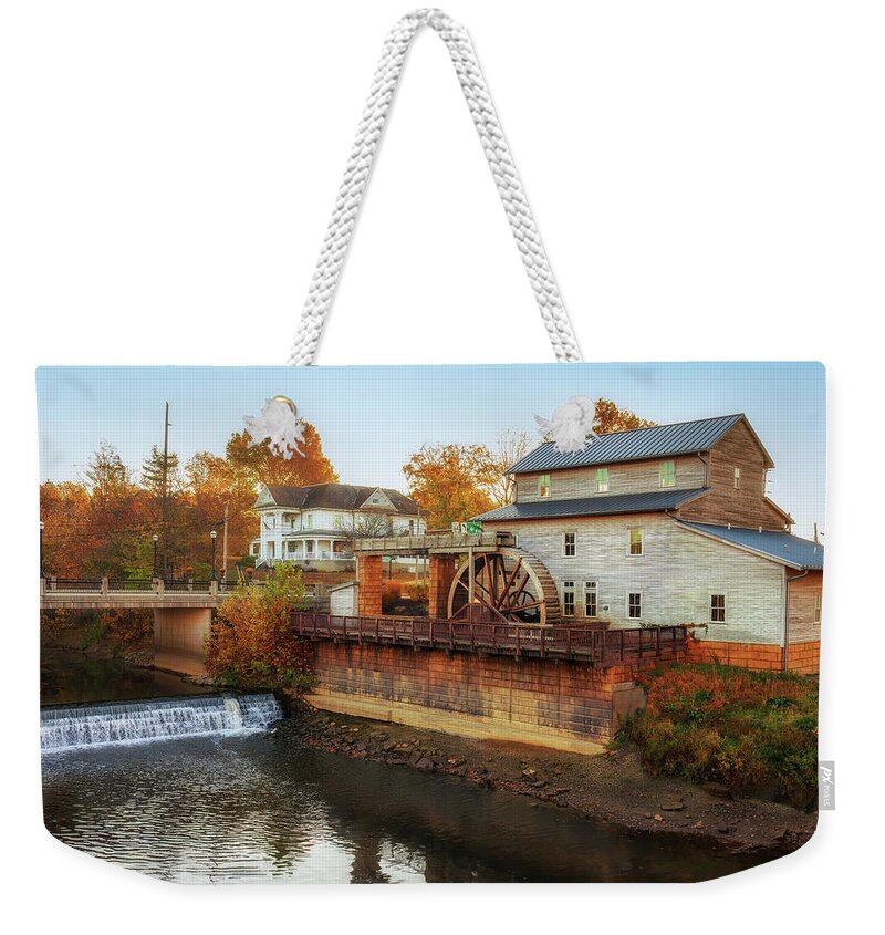 Jasper City Mill Weekender Tote Bag featuring the photograph Morning at the Jasper City Mill by Susan Rissi Tregoning