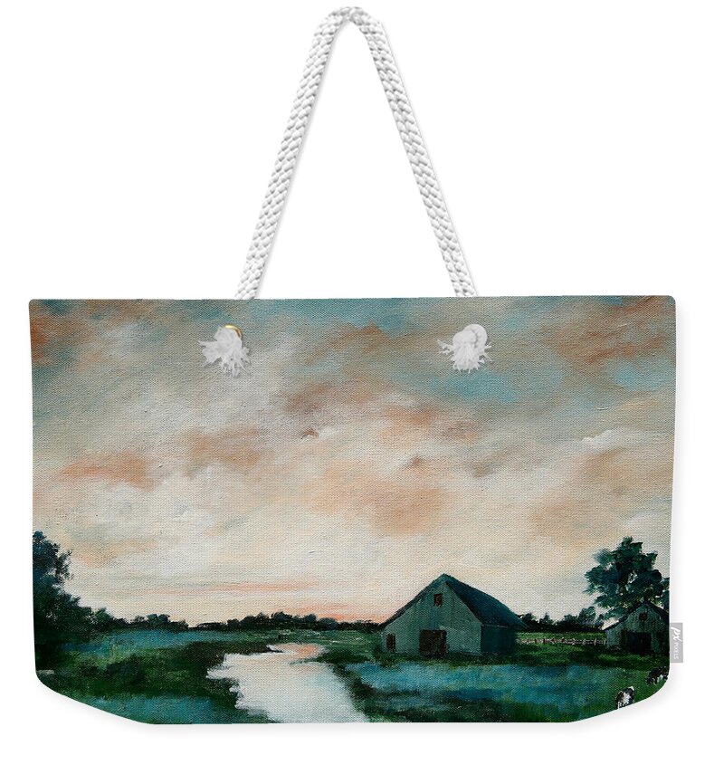 Barn Weekender Tote Bag featuring the painting Morning Barn by Katrina Nixon
