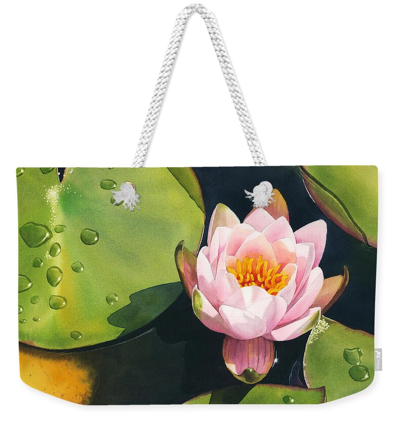 Water Lily Weekender Tote Bag featuring the painting Morning Bliss by Espero Art