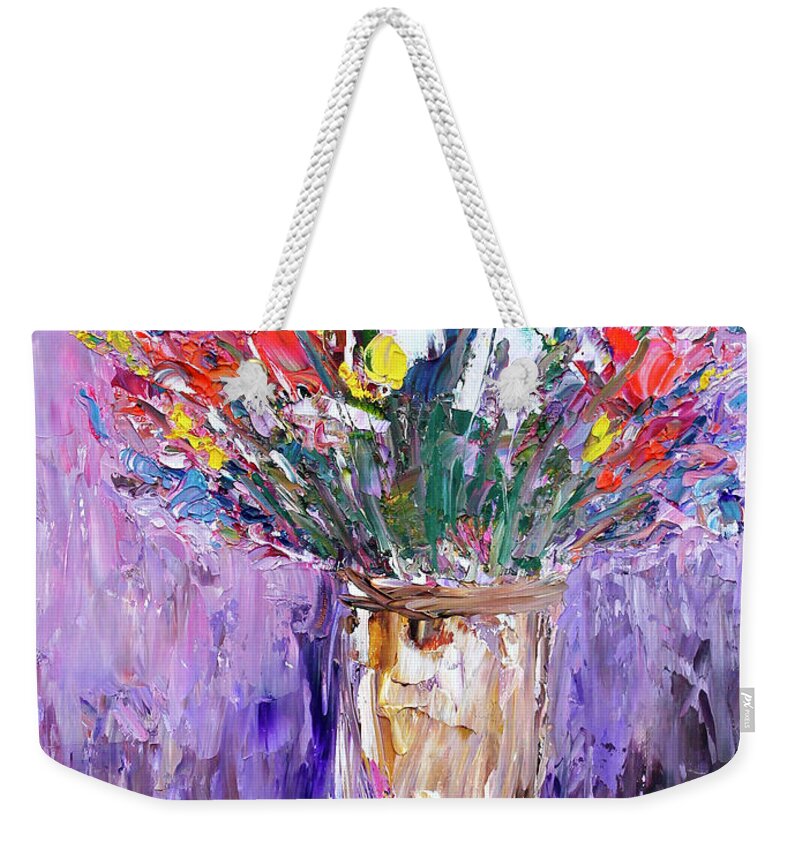 Flowers Weekender Tote Bag featuring the painting Morning Bouquet by Teresa Moerer