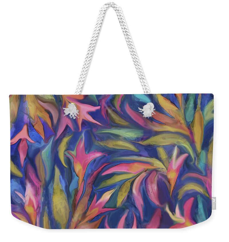 Flower Pattern Weekender Tote Bag featuring the painting Morning Breaks - Pattern by Jean Batzell Fitzgerald