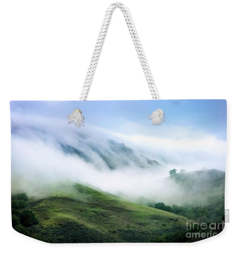 Hills Weekender Tote Bag featuring the photograph Morning Fog by Ellen Cotton