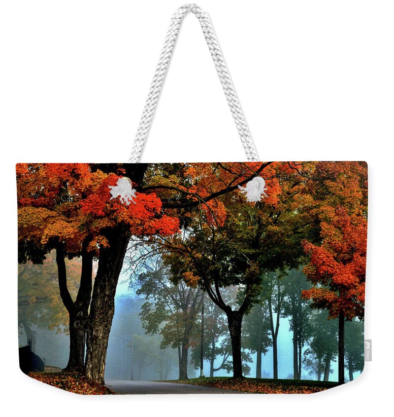 Fall Weekender Tote Bag featuring the photograph Morning Fog by Susie Loechler