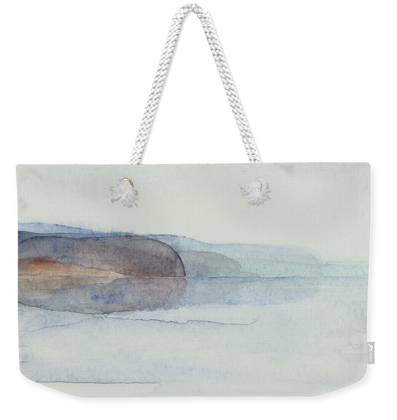 Sweden Weekender Tote Bag featuring the painting morning haze morgondis vid Hunnebo 2 av 2 by Marica Ohlsson